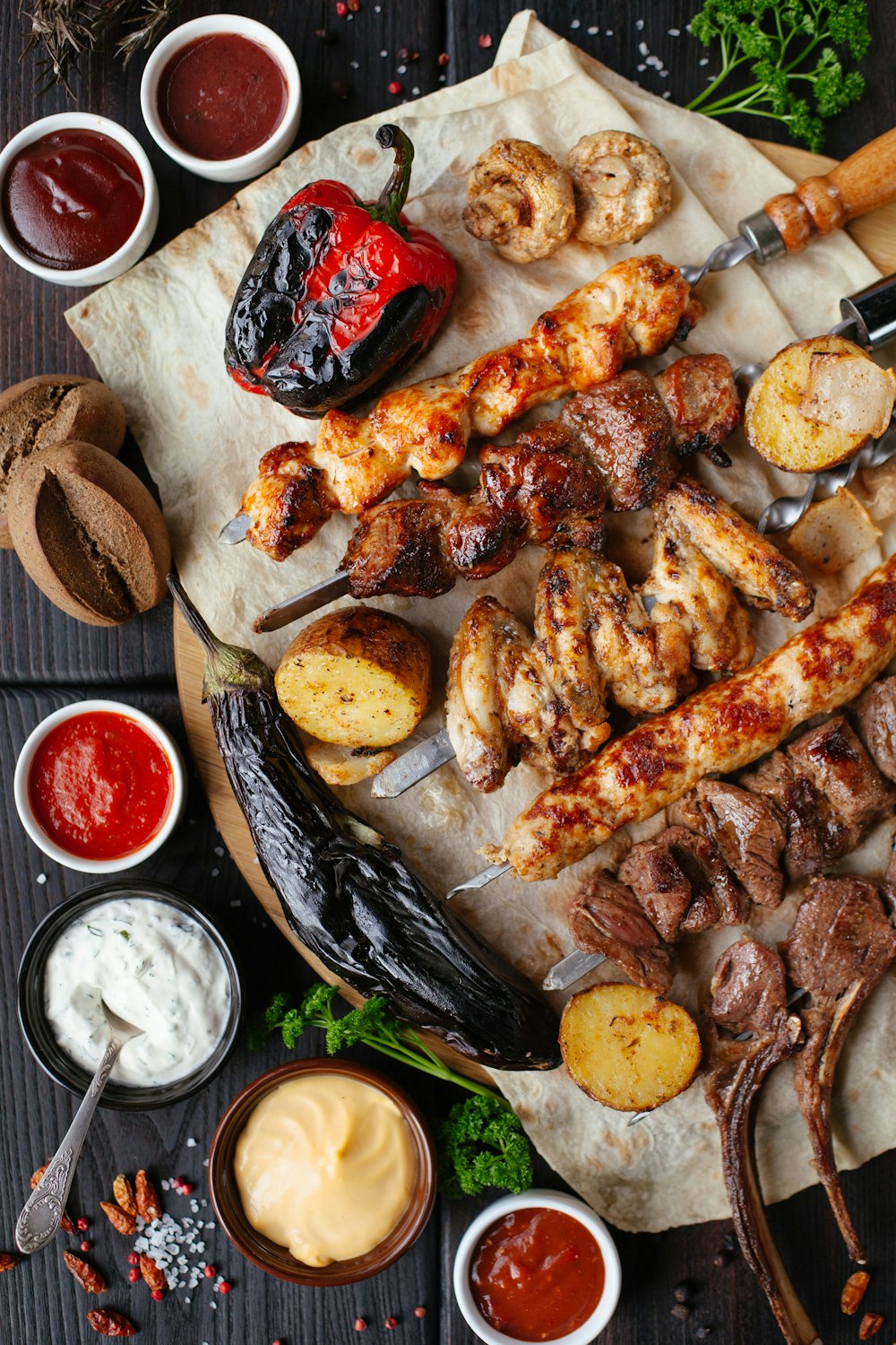 Parrillada de carnes y verduras